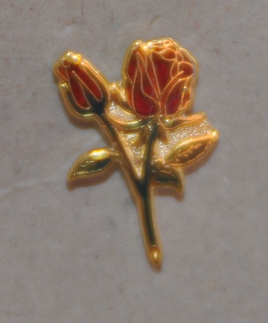 Rose Croix Double Rose Gold Plated Lapel Pin - Click Image to Close